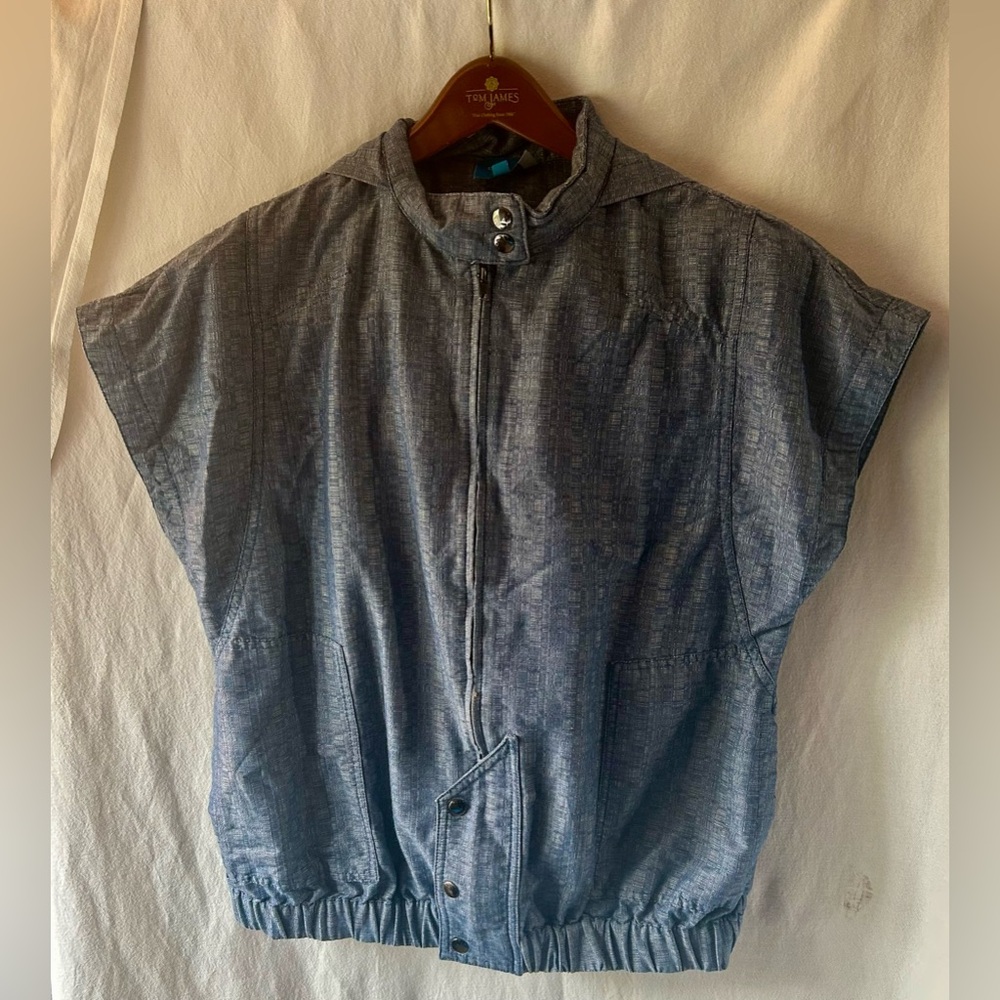 Derek Lam for Design Nation Women’s M Chambray Denim Hooded Zip Up Shirt Jacket